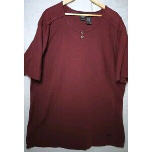 Harley Davidson Henley T-Shirt USA Made, Men's Sz 3XL, Maroon